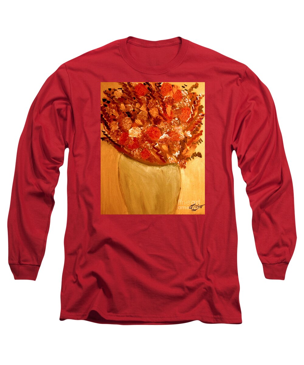 Flowers Long Sleeve T-Shirt featuring the painting Old Green Vase by Bill OConnor