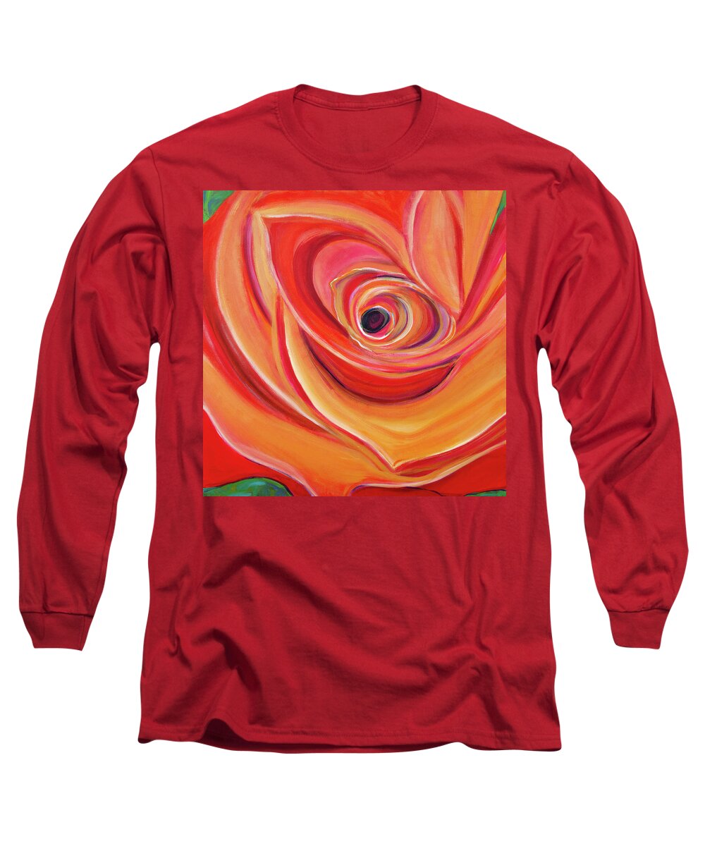Acrylic Long Sleeve T-Shirt featuring the painting One Perfect Rose by Seeables Visual Arts