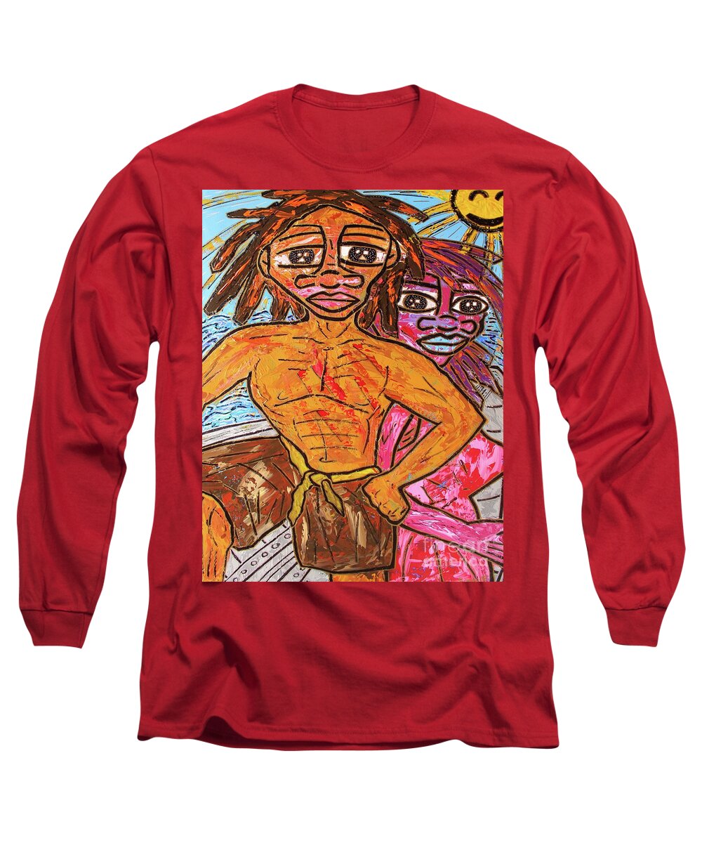 Acrylic Long Sleeve T-Shirt featuring the painting Open Waters by Odalo Wasikhongo