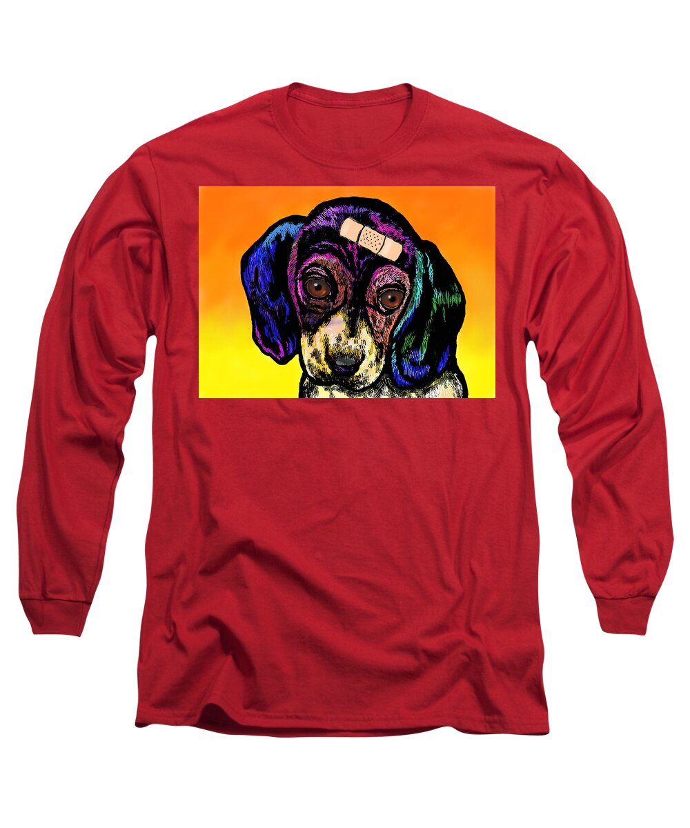 Dog Long Sleeve T-Shirt featuring the digital art Ouch Bayley by Cynthia Westbrook