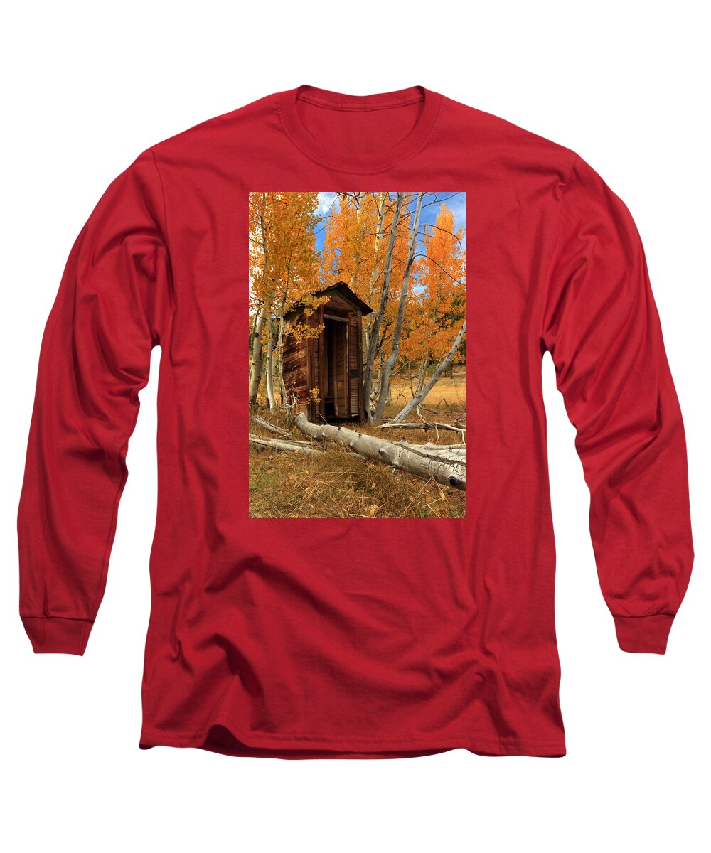 Outhouse Long Sleeve T-Shirt featuring the photograph Outhouse In The Aspens by James Eddy