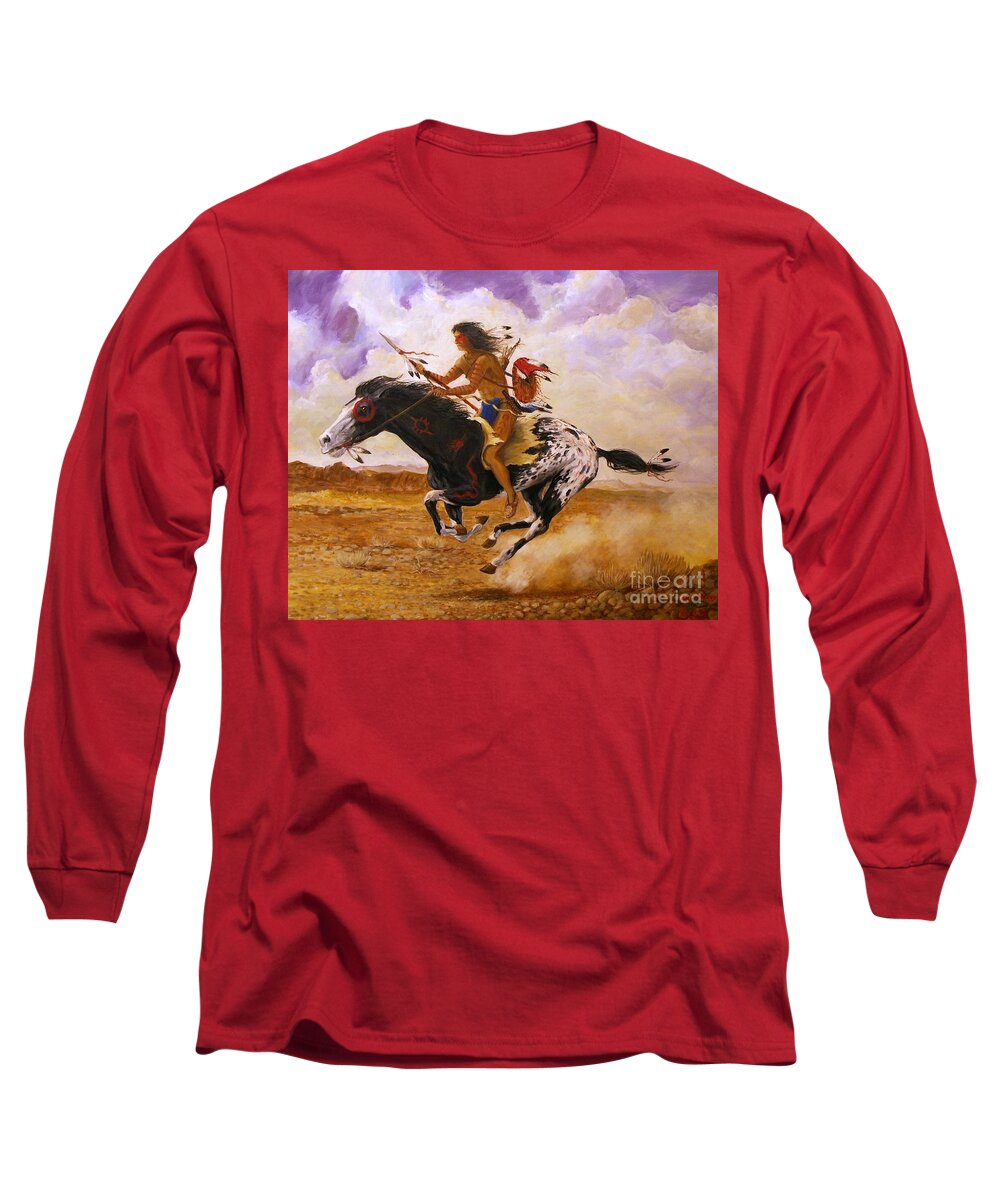 Painted Arrow Long Sleeve T-Shirt featuring the painting Painted Arrow by Perry's Fine Art
