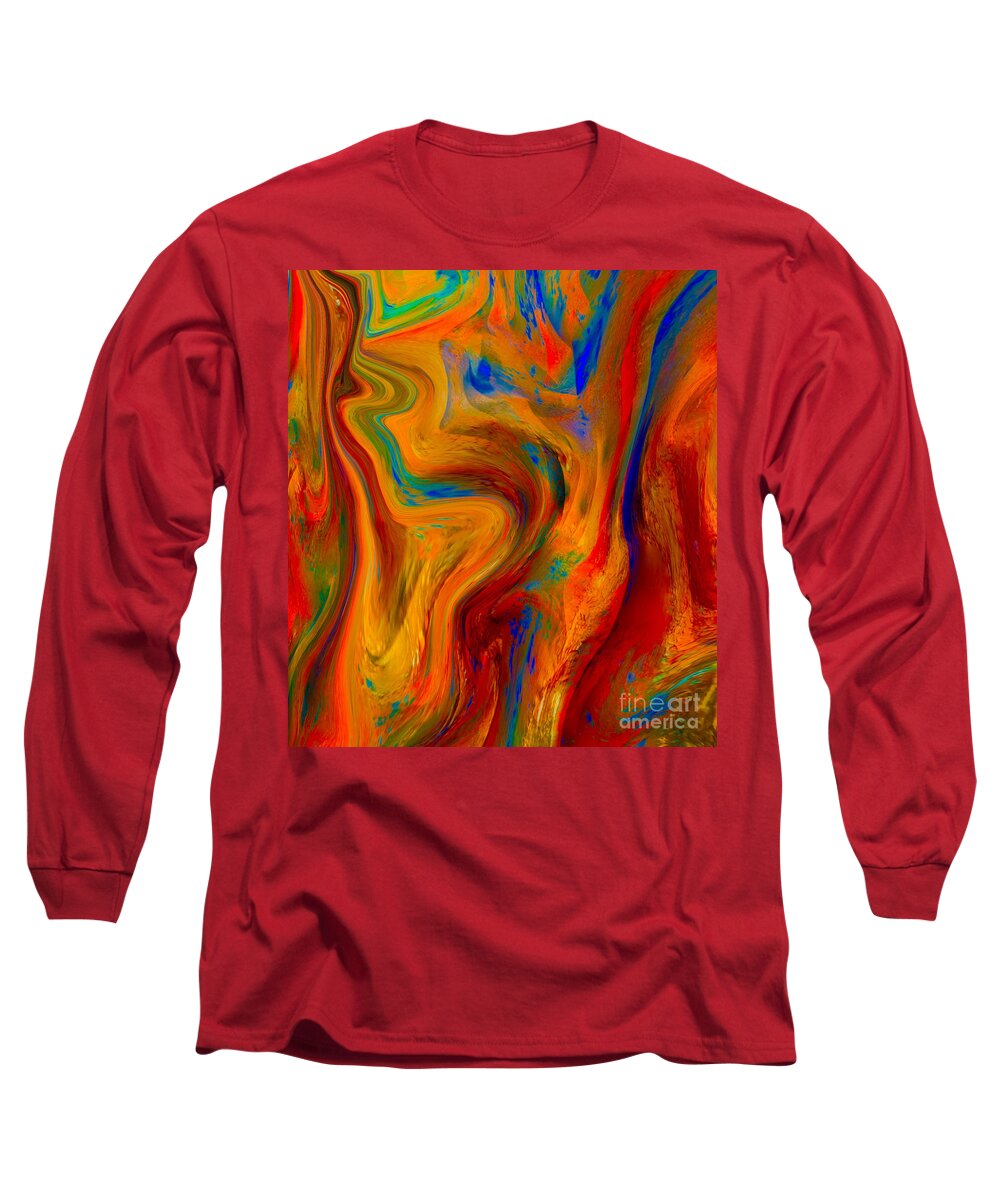 Abstract-painting-mixed-media Long Sleeve T-Shirt featuring the mixed media Paradise Sands On Castle Walls #1 by Catalina Walker