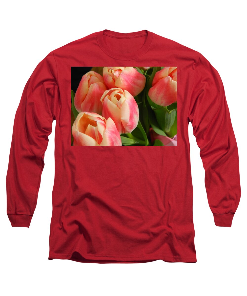 Tulip Long Sleeve T-Shirt featuring the photograph Pink Delight by Karen Mesaros