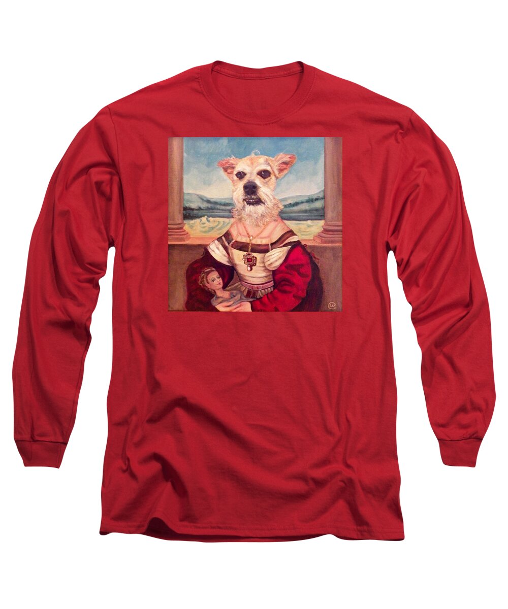 Dog Long Sleeve T-Shirt featuring the painting Piper Belle by Linda Markwardt