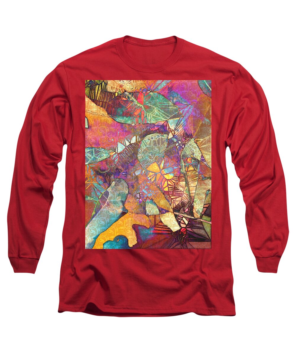 Abstract Vivid Colors Long Sleeve T-Shirt featuring the digital art Polynesian Dance by Pamela Smale Williams