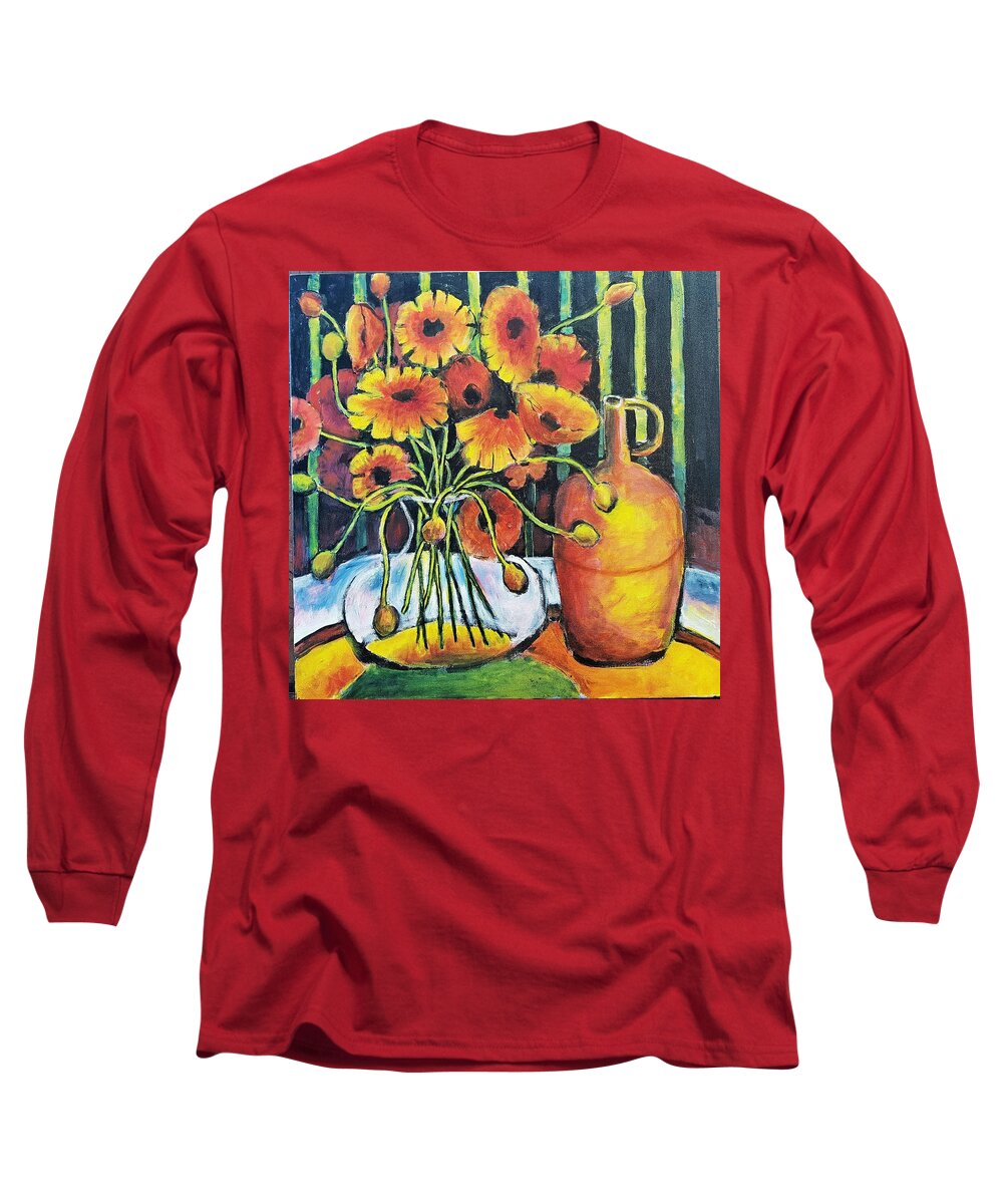 Flower Long Sleeve T-Shirt featuring the painting Pretty poppies by Jeremy Holton