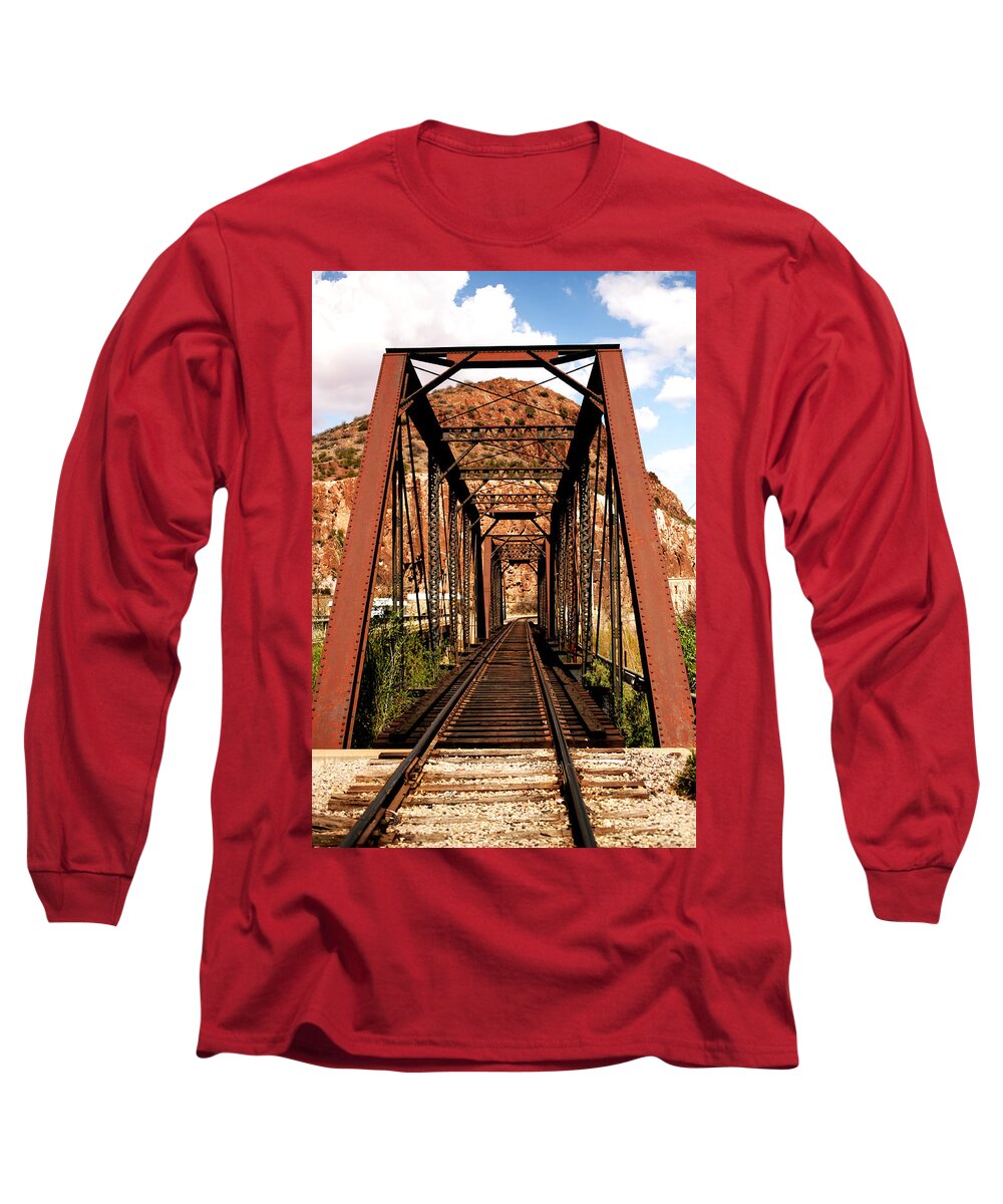 Railroad Long Sleeve T-Shirt featuring the photograph Railroad Bridge by Charles Benavidez