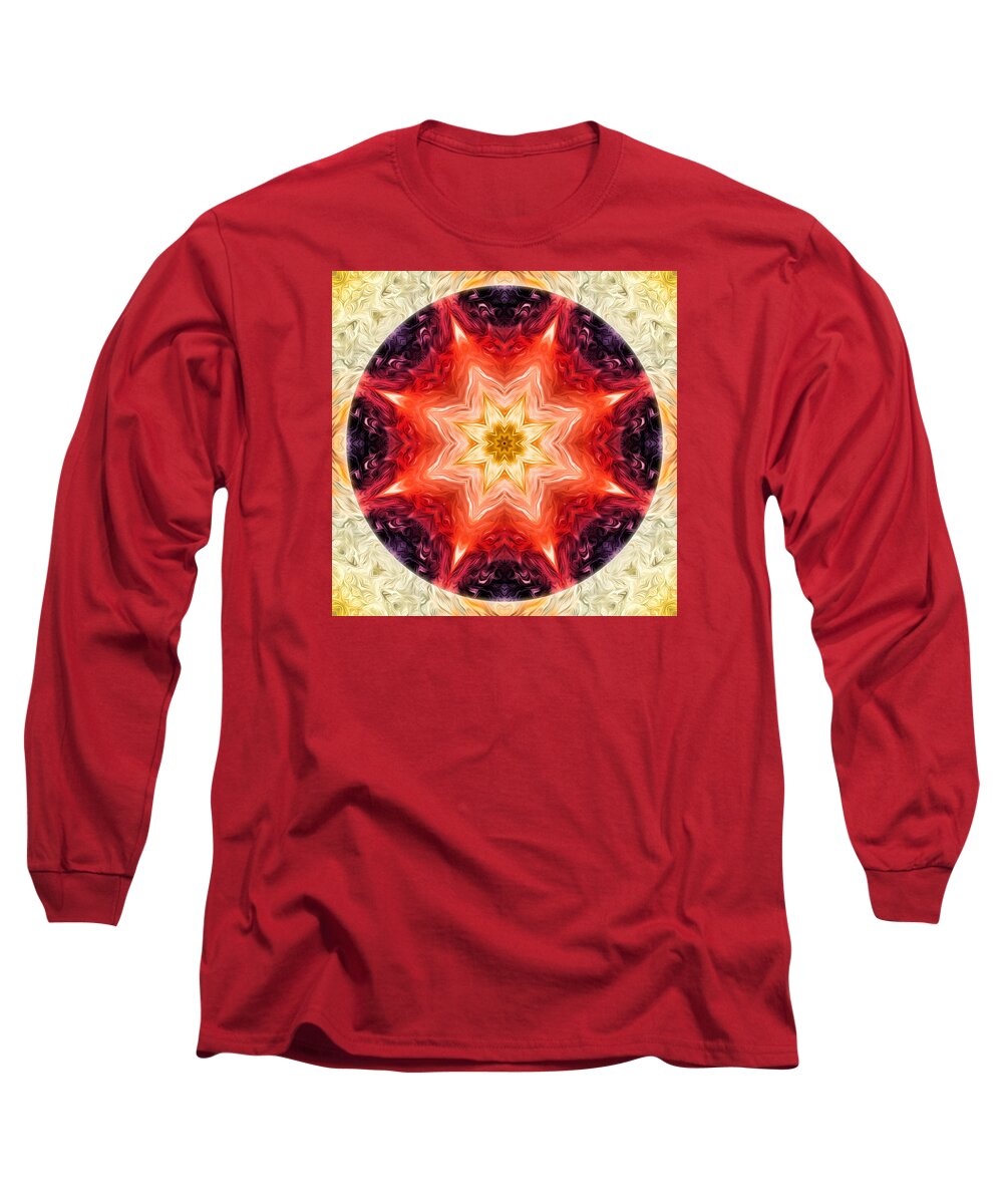 Mandala Long Sleeve T-Shirt featuring the digital art Rainbow Burst Mandala by Beth Venner