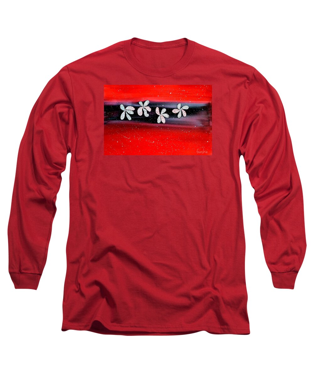 Flowers Long Sleeve T-Shirt featuring the painting Red and black by Faashie Sha