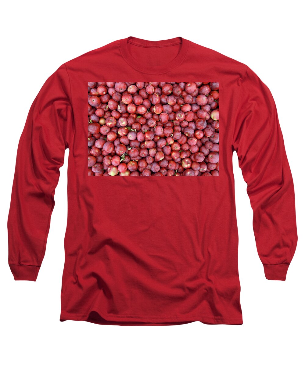Apple Long Sleeve T-Shirt featuring the photograph Red apples background by GoodMood Art