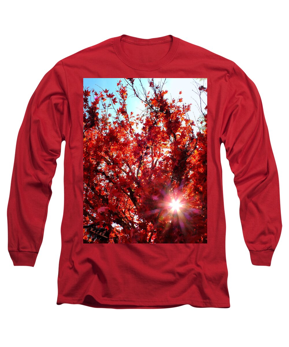 Trees Long Sleeve T-Shirt featuring the photograph Red Maple Burst by Wendy McKennon