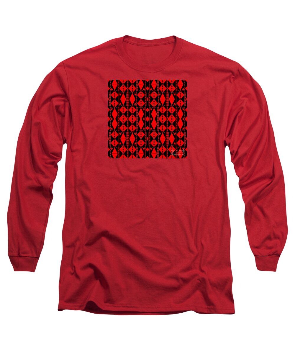 Diamonds Long Sleeve T-Shirt featuring the digital art Red On Black by Helena Tiainen