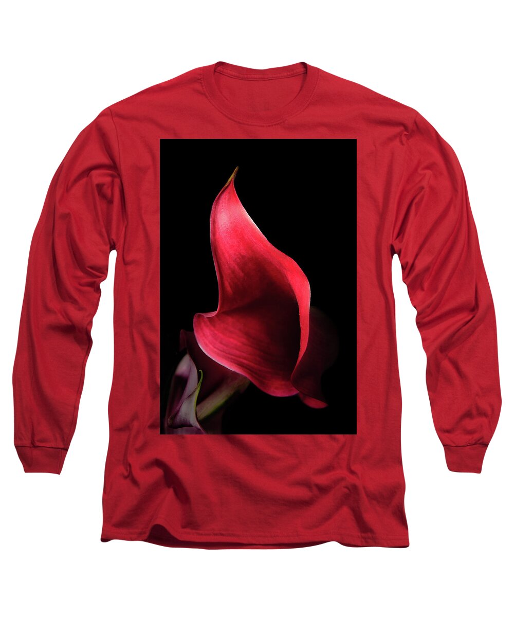 10th Anniversary Long Sleeve T-Shirt featuring the photograph Red Passion on Black by Joni Eskridge