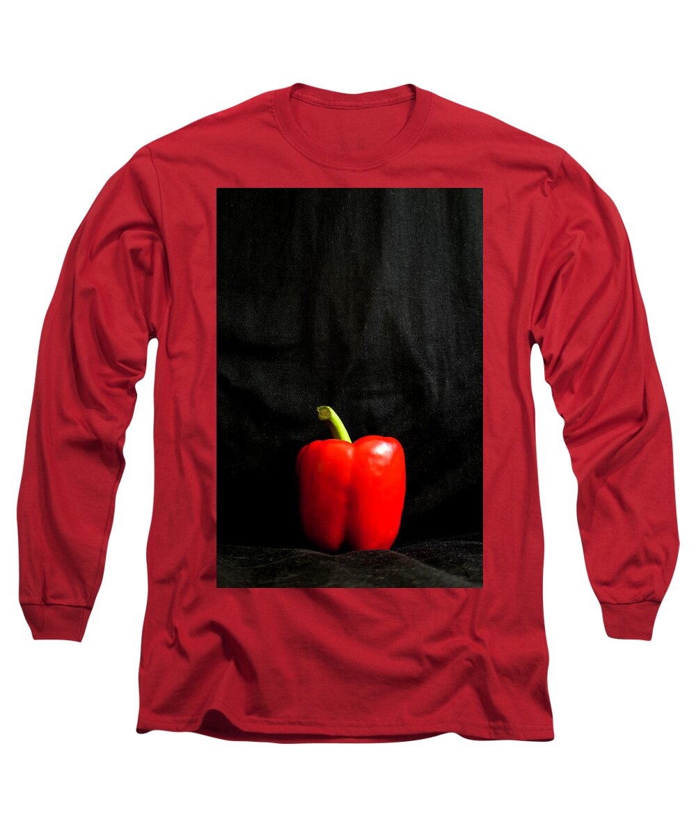 Still Life Long Sleeve T-Shirt featuring the photograph Red Pepper by Peggy Blackwell