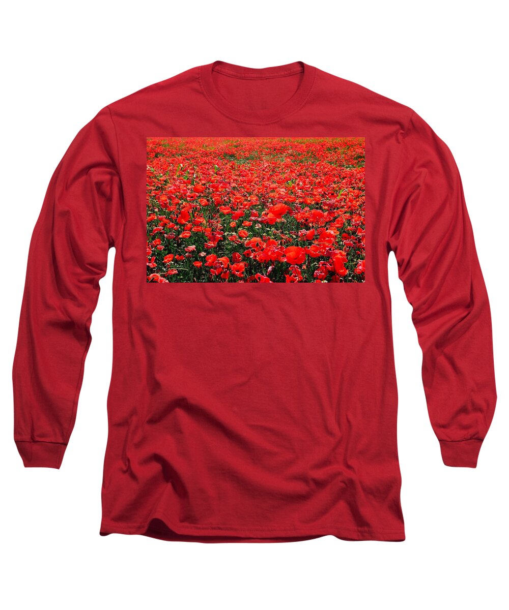 Flower Long Sleeve T-Shirt featuring the photograph Red Poppies by Juergen Weiss