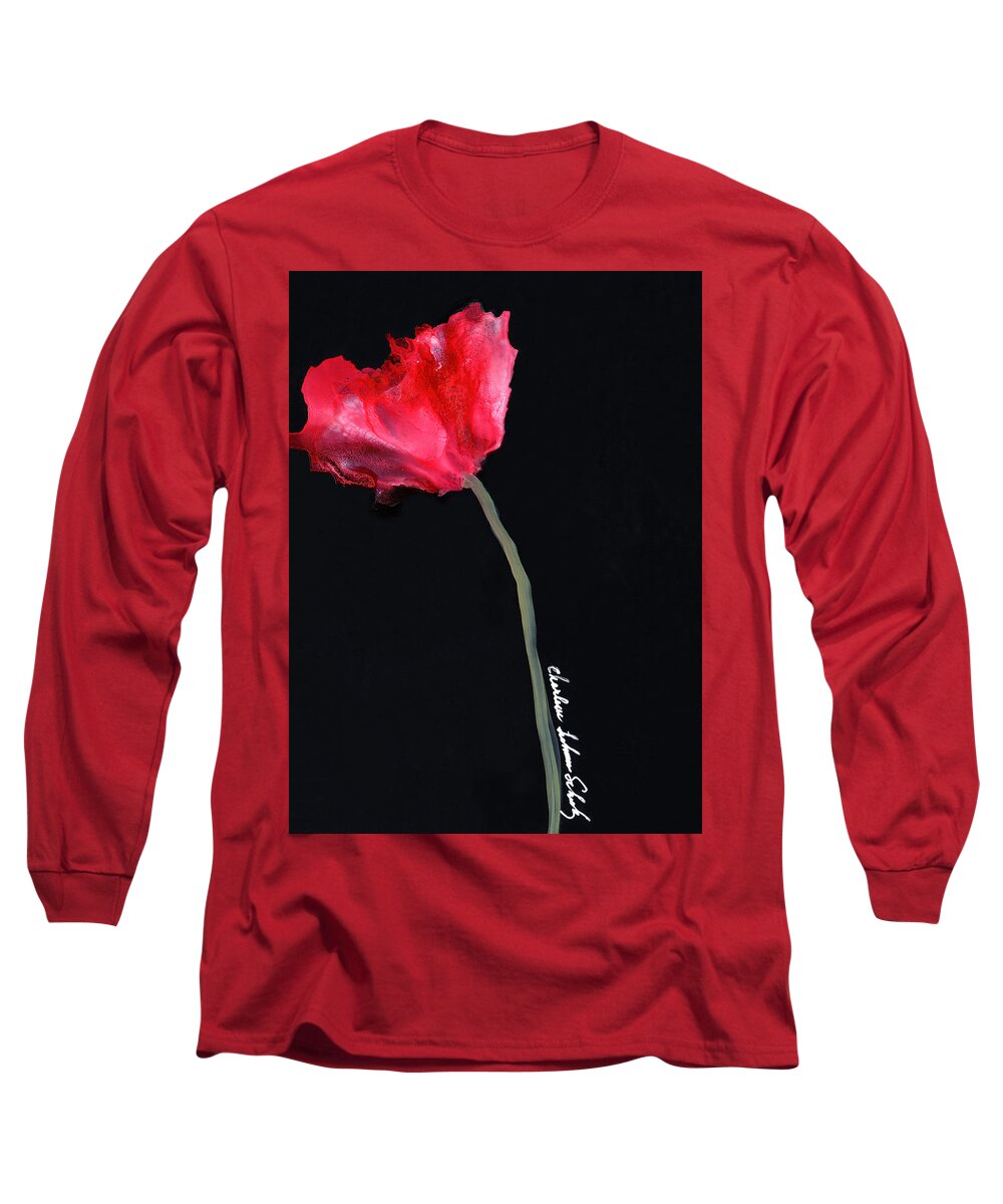 Red Poppy Long Sleeve T-Shirt featuring the painting Red Poppy by Charlene Fuhrman-Schulz