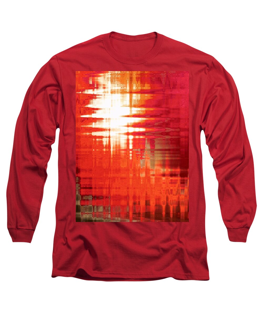 Beach Long Sleeve T-Shirt featuring the mixed media Reflections Sunset by Sharon Williams Eng