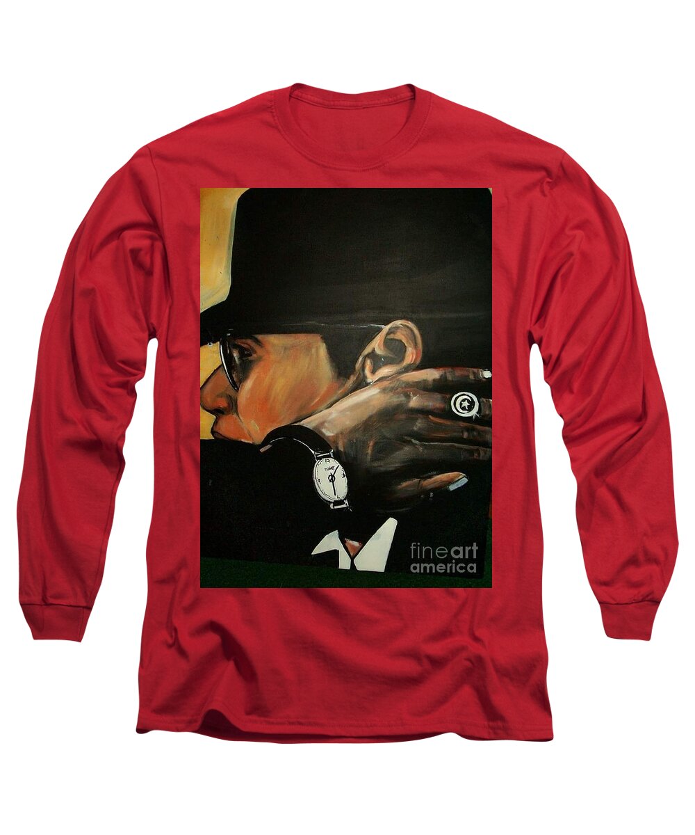 Malcolm X Muslim Brotherhood Long Sleeve T-Shirt featuring the painting Running out of time by Tyrone Hart