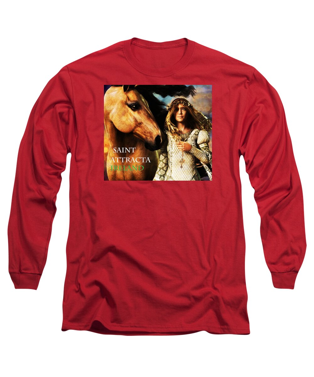Saint Attracta Long Sleeve T-Shirt featuring the painting Saint Attracta by Suzanne Silvir