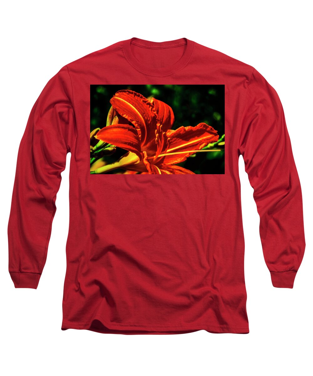 Flower Long Sleeve T-Shirt featuring the photograph Scarlet Flower by Joseph Hollingsworth