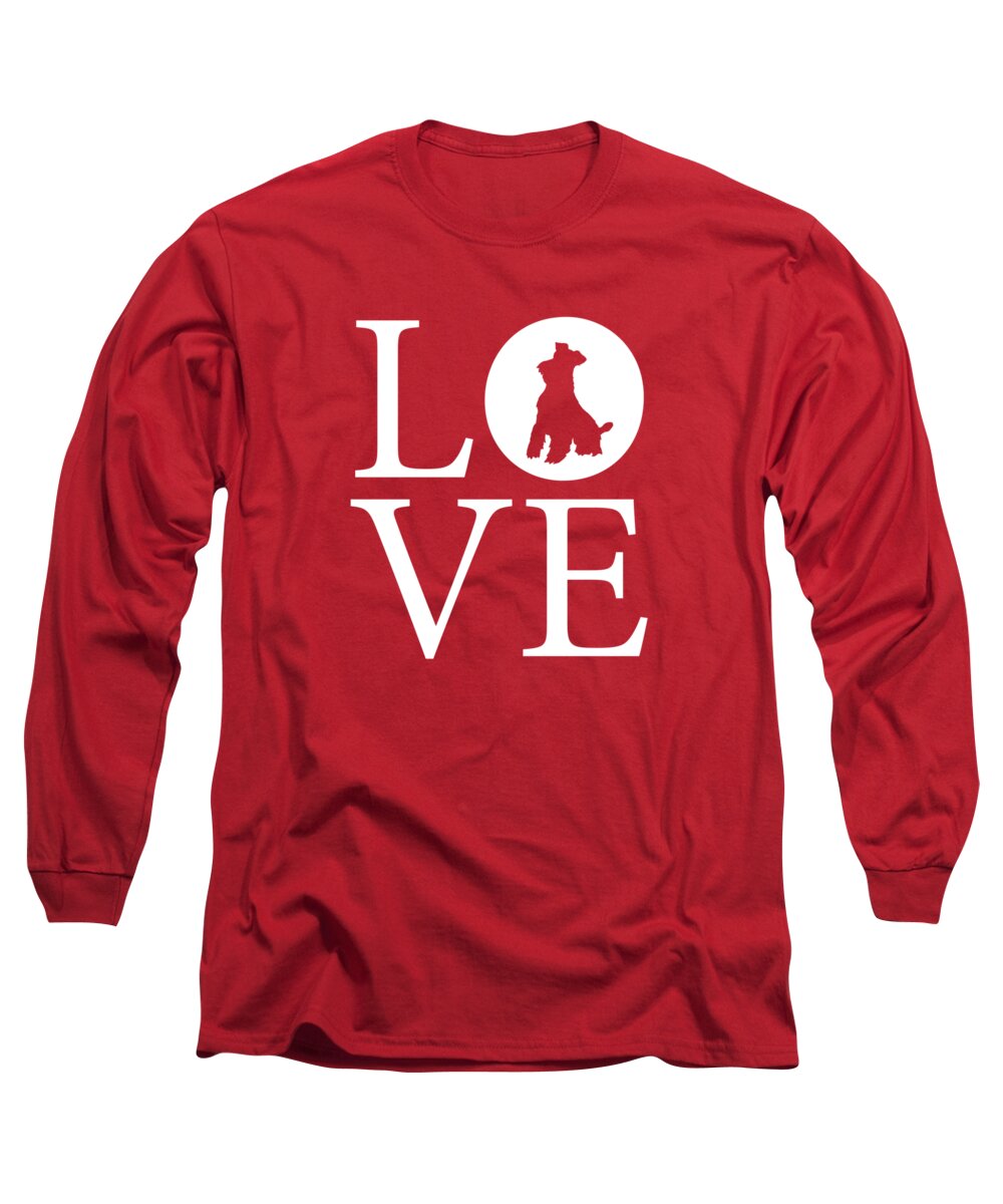 Schnauzer Love Long Sleeve T-Shirt featuring the digital art Schnauzer Love Red by Nancy Ingersoll