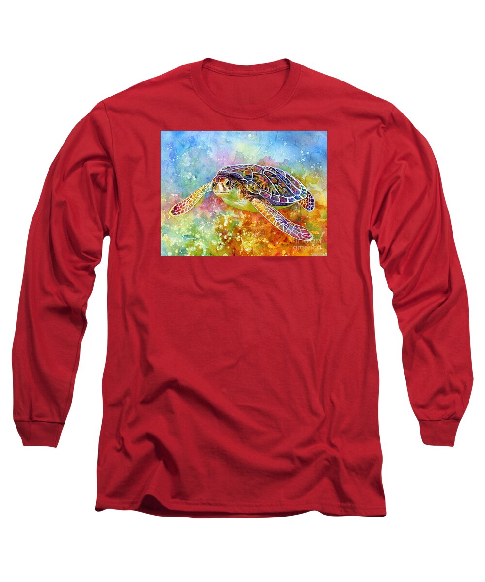 Turtle Long Sleeve T-Shirt featuring the painting Sea Turtle 3 by Hailey E Herrera