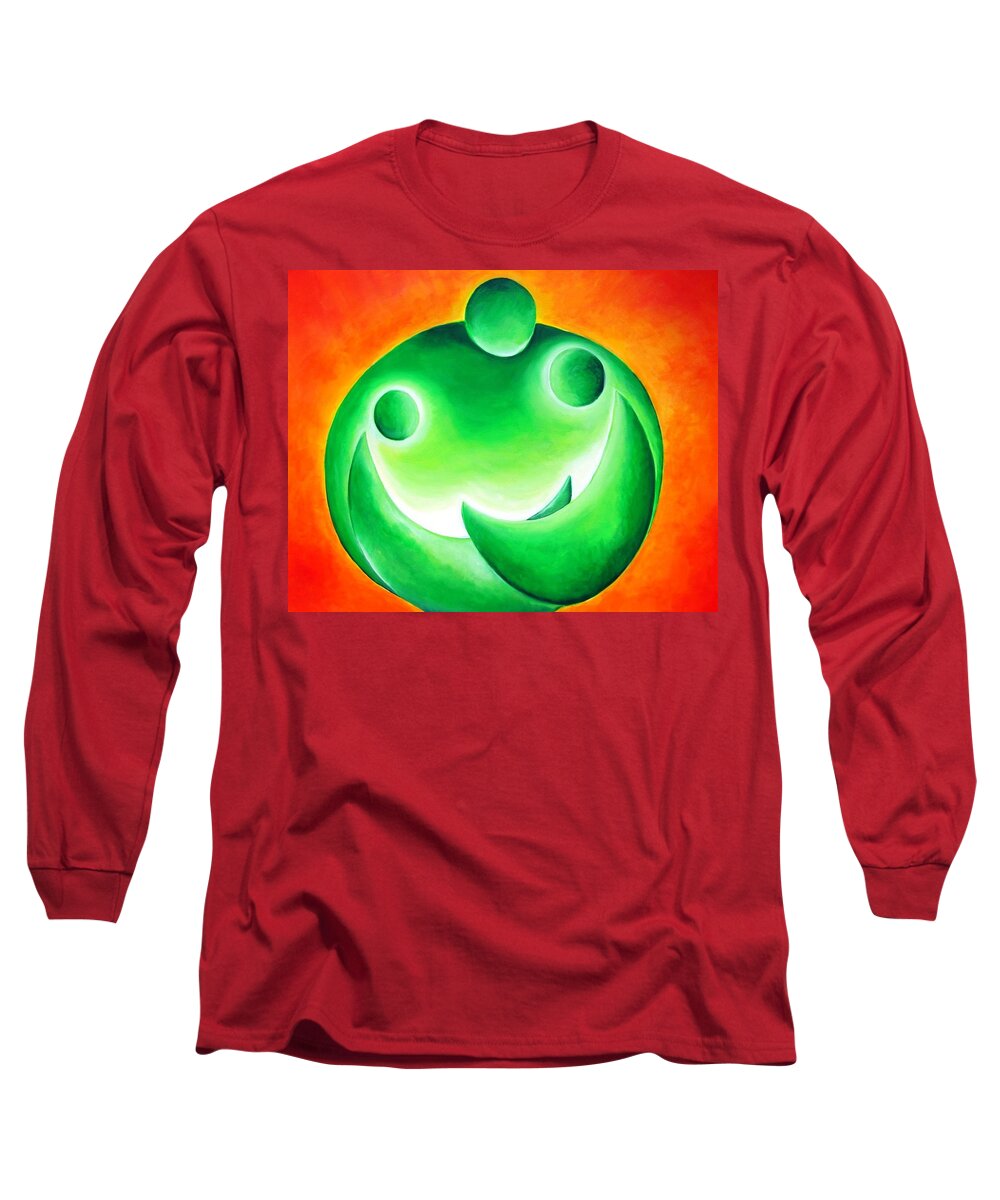 Green Long Sleeve T-Shirt featuring the painting Siblings... All our love by Jennifer Hannigan-Green
