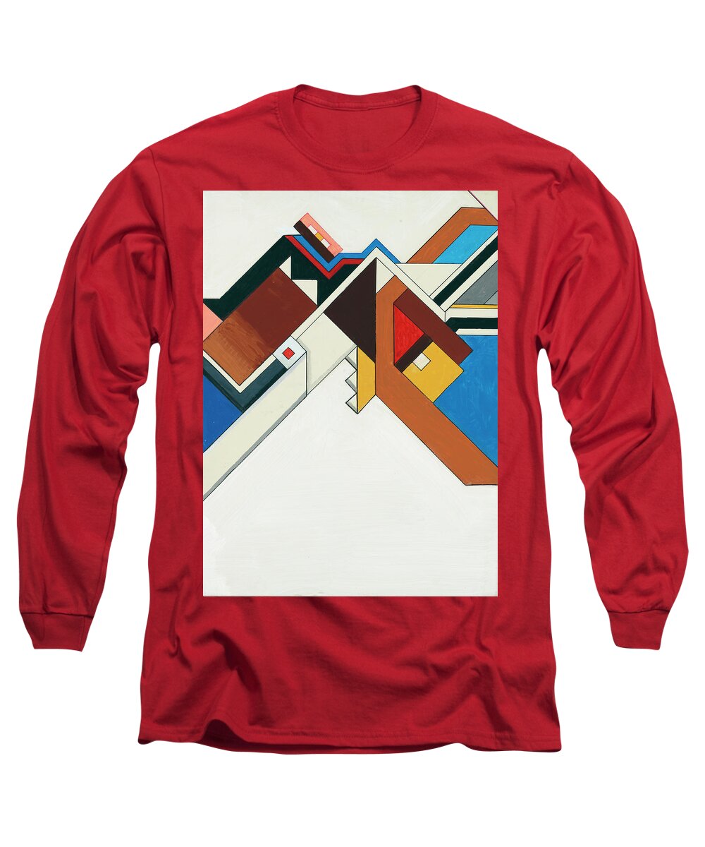 Abstract Long Sleeve T-Shirt featuring the painting Sinfonia dell Citta - Part 3 by Willy Wiedmann