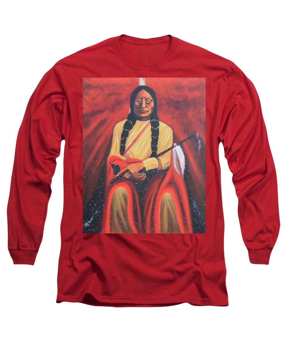 Sitting Bull Long Sleeve T-Shirt featuring the painting Sitting Bull - Sioux Shaman by Art Enrico
