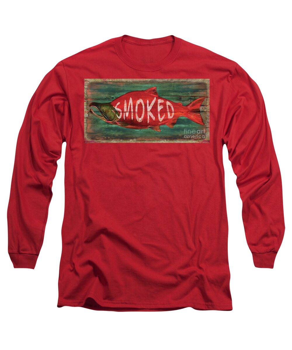 Jq Licensing Long Sleeve T-Shirt featuring the painting Smoked Fish by Joe Low