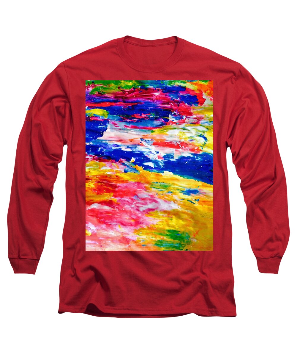 Aesthetic Long Sleeve T-Shirt featuring the painting Soft Strokes Aesthetic Sunset by Love Art Wonders By God