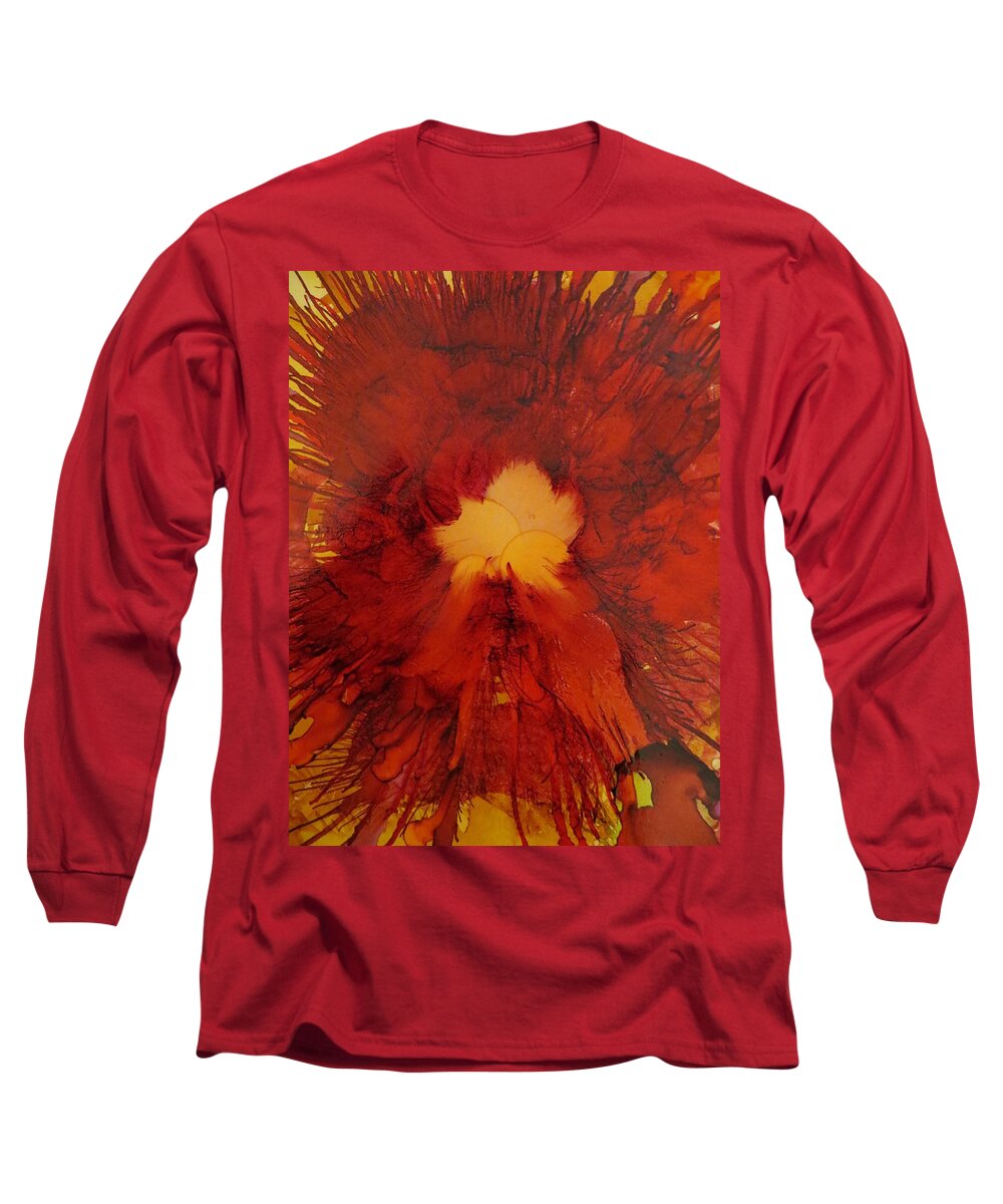 Abstract Long Sleeve T-Shirt featuring the painting Solo by Soraya Silvestri