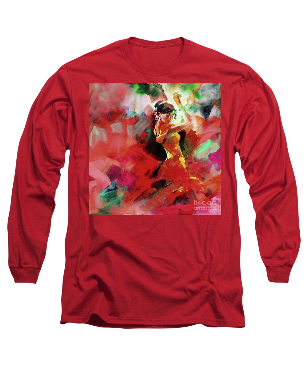  Long Sleeve T-Shirt featuring the painting Spanish Dance by Gull G