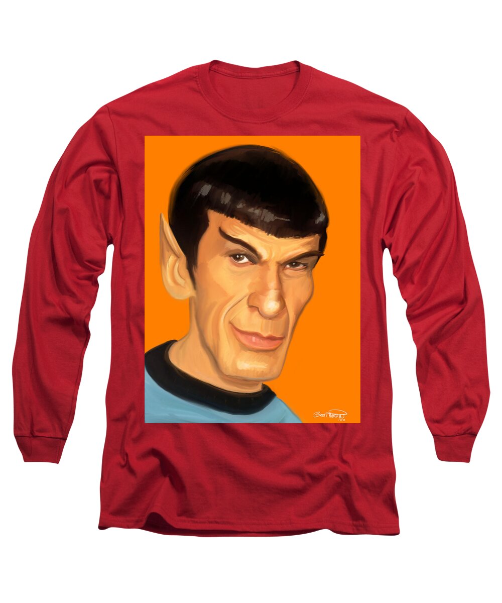 Spock Long Sleeve T-Shirt featuring the painting Spock by Brett Hardin