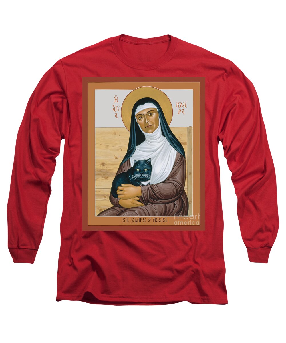 St. Clare Of Assisi Long Sleeve T-Shirt featuring the painting St. Clare of Assisi - RLCOA by Br Robert Lentz OFM