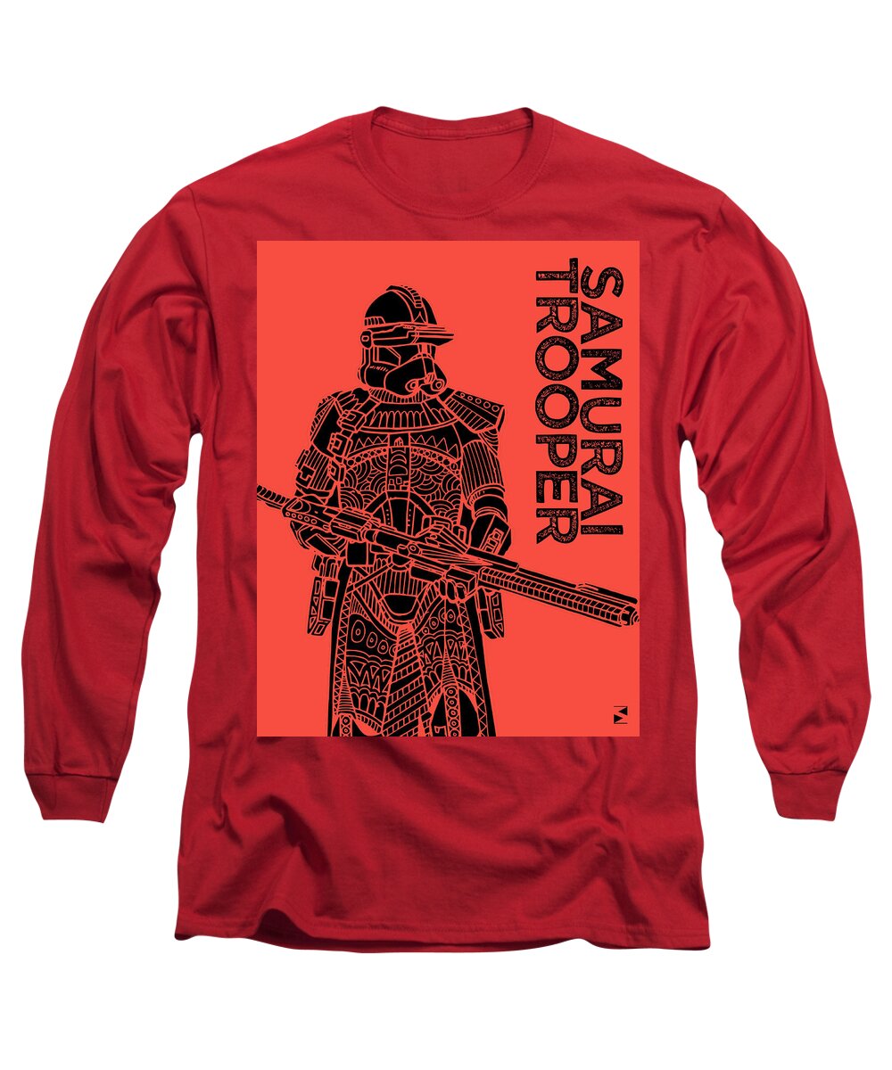 Stormtrooper Long Sleeve T-Shirt featuring the mixed media Stormtrooper - Red - Star Wars Art by Studio Grafiikka