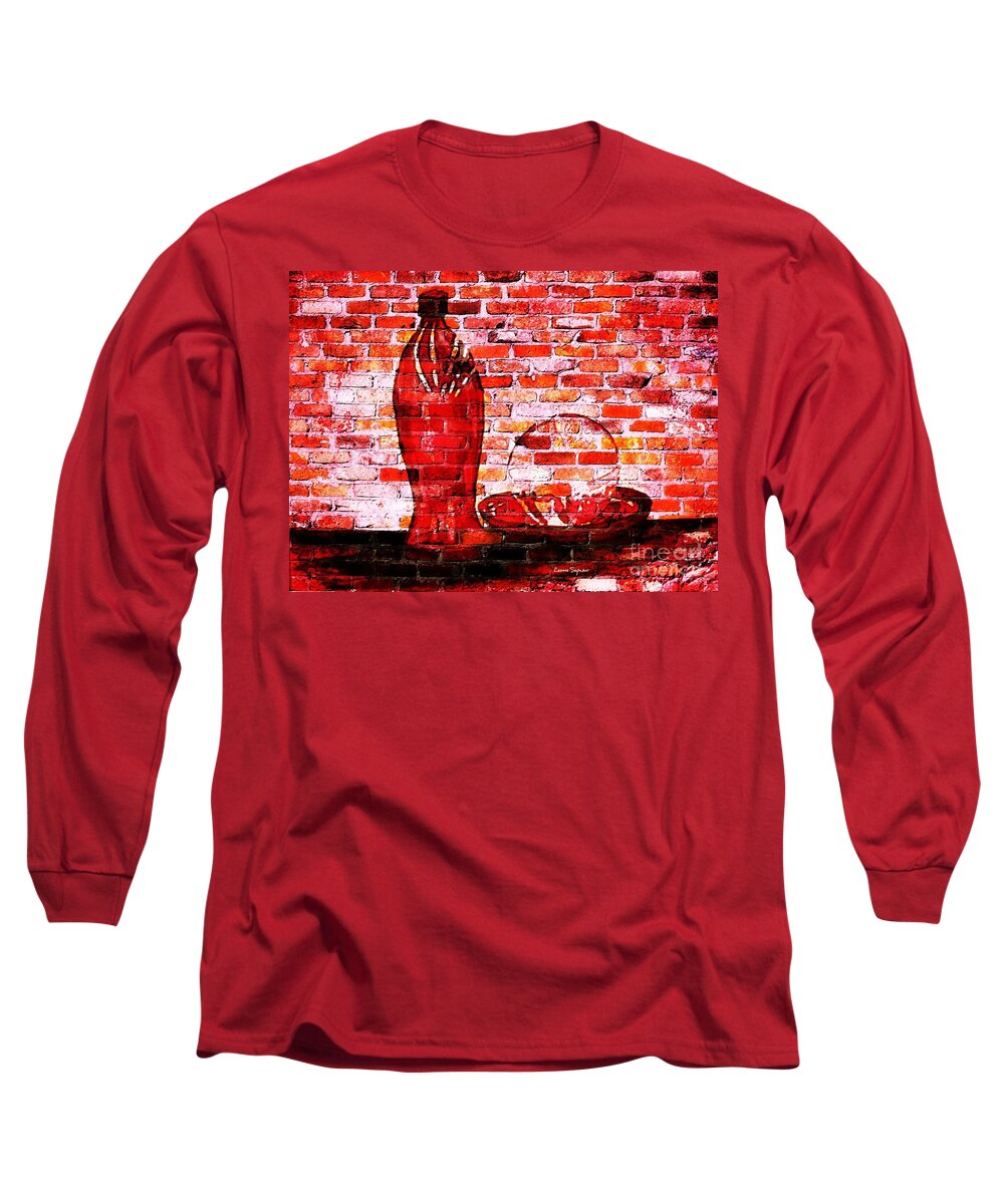Wall Long Sleeve T-Shirt featuring the mixed media Such Is Life On The Wall by Leanne Seymour