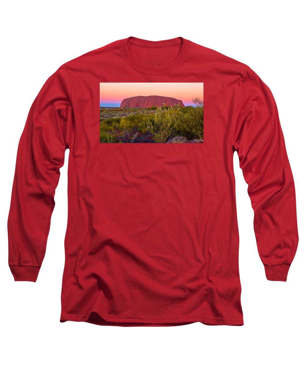 Ayers Rock Long Sleeve T-Shirt featuring the photograph Sunset at Ayers Rock by Venetia Featherstone-Witty