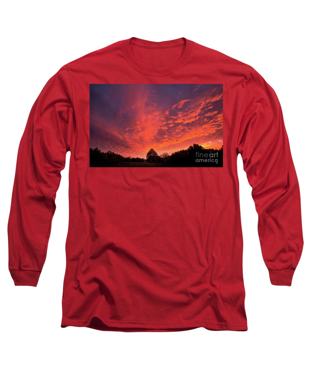 Maine Long Sleeve T-Shirt featuring the photograph Sunset Over a Maine Farm by Alana Ranney