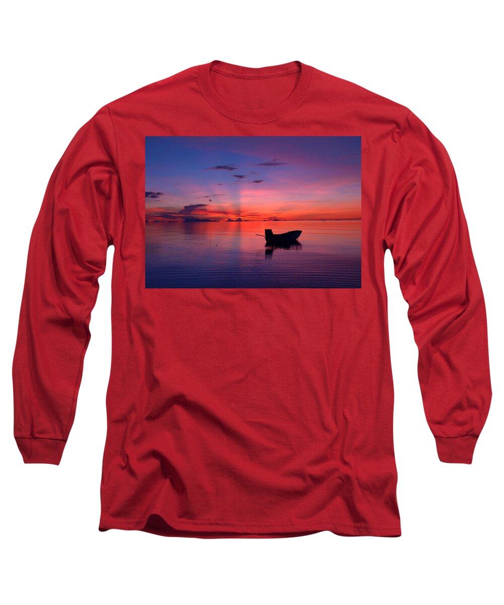 Romantic Long Sleeve T-Shirt featuring the photograph Sunset Rays by Steven Robiner