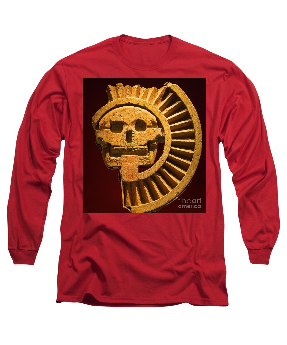America Long Sleeve T-Shirt featuring the photograph Teotihuacan Skull by Inge Johnsson