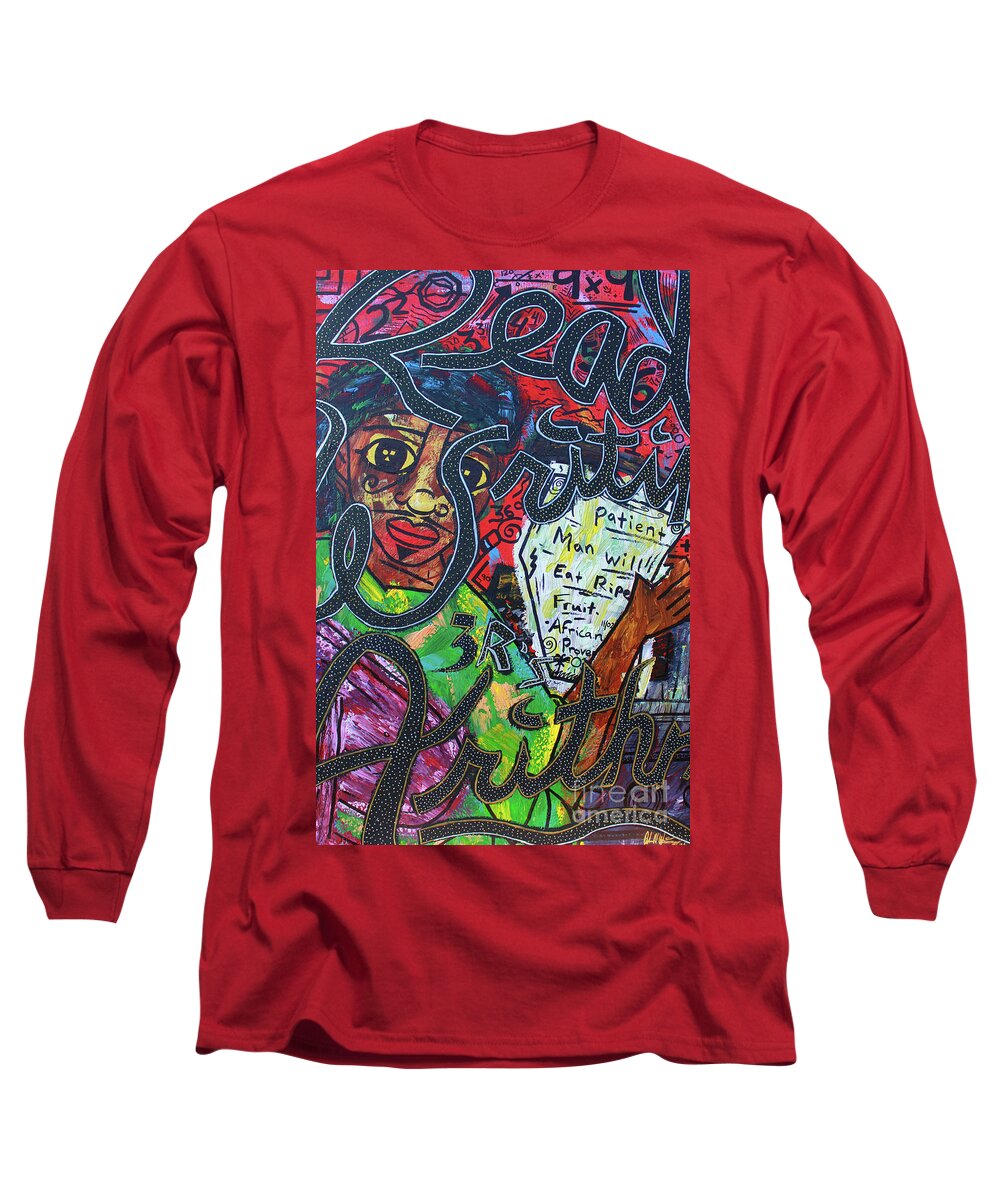  Long Sleeve T-Shirt featuring the painting The 3 R's by Odalo Wasikhongo