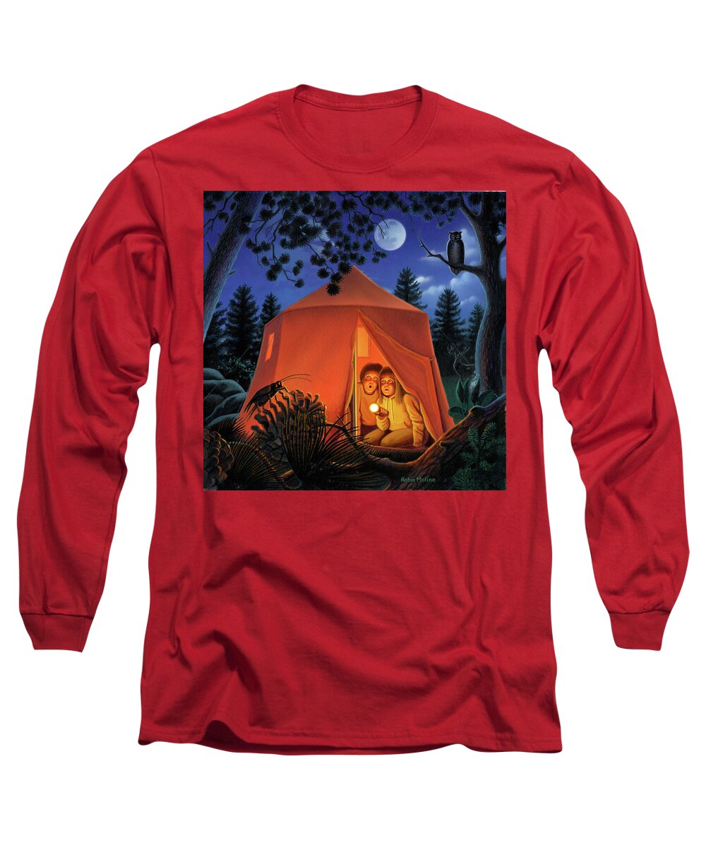 Camping Long Sleeve T-Shirt featuring the painting The Campout by Robin Moline