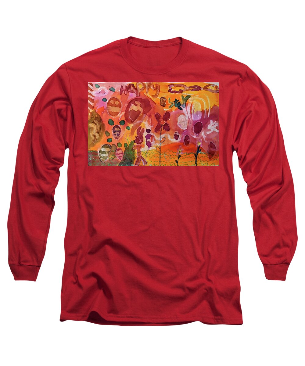  Long Sleeve T-Shirt featuring the painting The Easter Egg Hunt by Abigail White