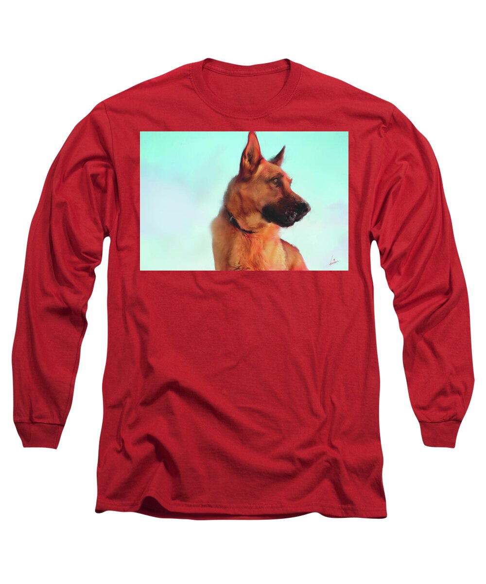  Long Sleeve T-Shirt featuring the mixed media The Great Shepherd by Armin Sabanovic