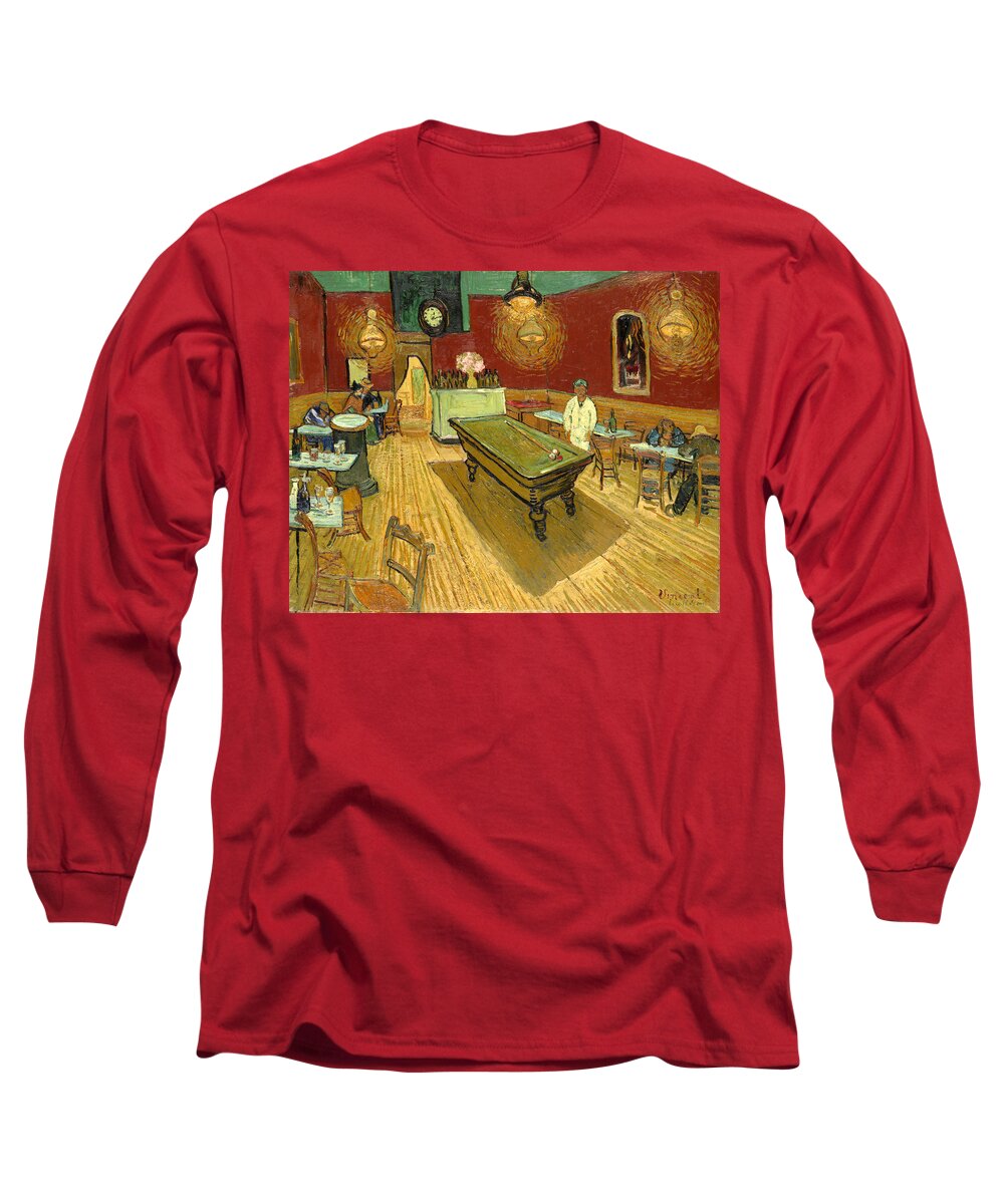 Vincent Van Gough Long Sleeve T-Shirt featuring the painting The Night Cafe Auto Contrasted by Vincent Van Gogh