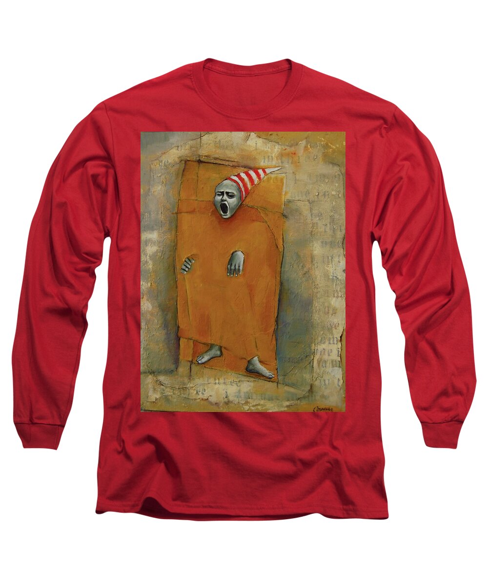 Pain Long Sleeve T-Shirt featuring the painting The Nightmares Seem More Real the Closer You Get to the Truth by Jean Cormier