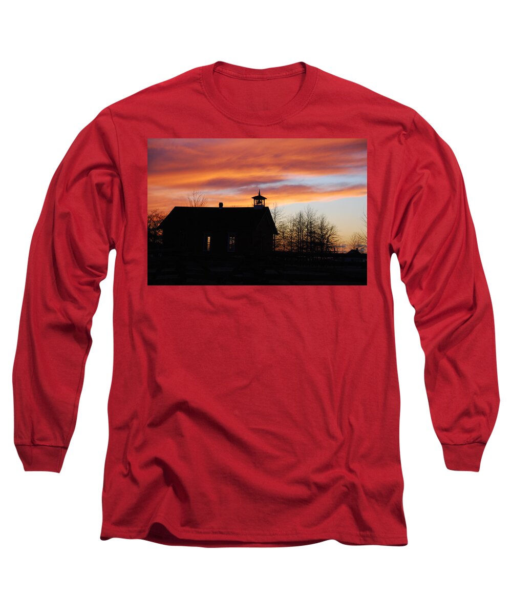 Sunset Long Sleeve T-Shirt featuring the photograph The Old Schoolhouse by Wanda Jesfield
