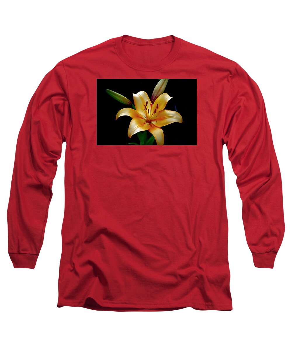 Orange Lily Long Sleeve T-Shirt featuring the photograph The Queen Lily by Karen McKenzie McAdoo